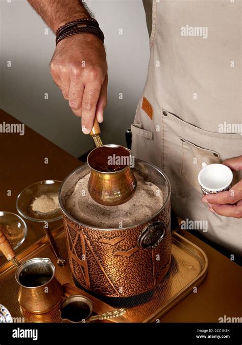 Traditional Turkish coffee preparation