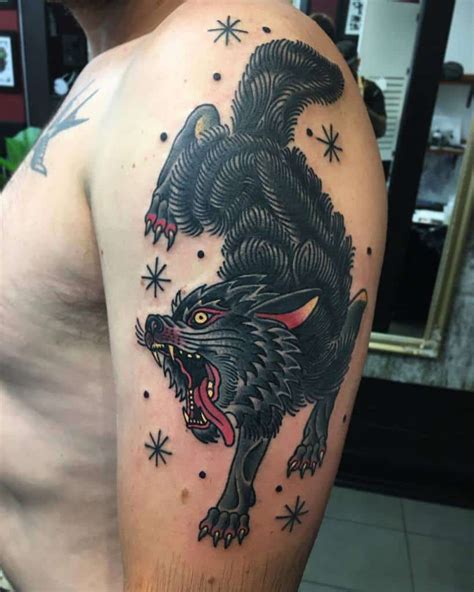 Traditional Wolf Tattoo