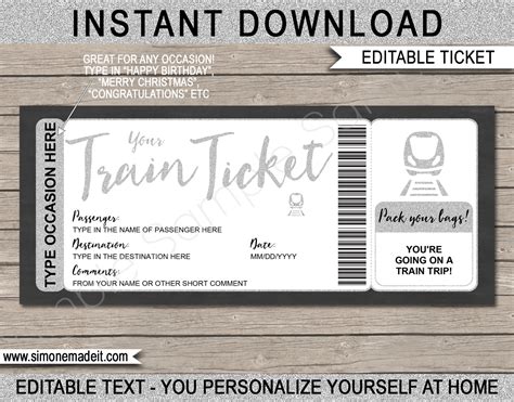 Train Ticket Printable Template
