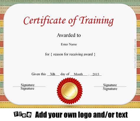 Training Certificate Template Free