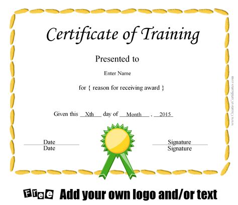 Training Certificate Word Template