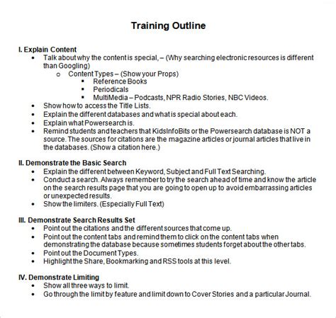 Training Outline Templates 7+ Free Word,PDF Format Download Free
