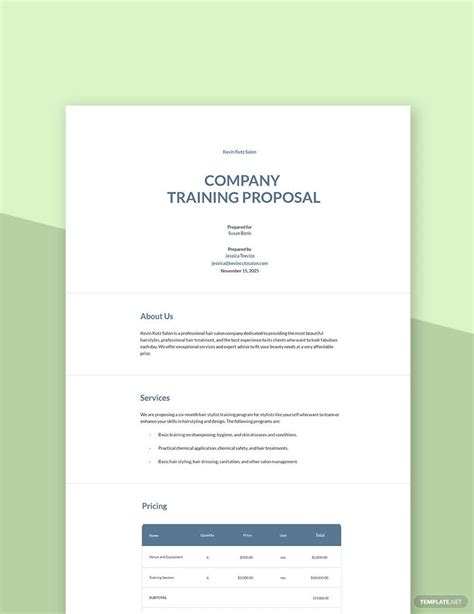 Training Course Proposal Template in Word, Apple Pages