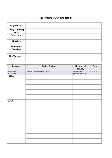 Training Template Word