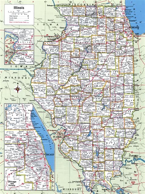 MAP County Map Illinois With Cities