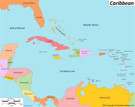 MAP Islands of the Caribbean Map