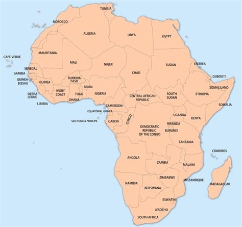 MAP Labeled Map of Africa Countries