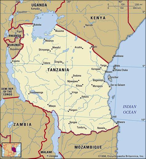 MAP of Africa with Tanzania