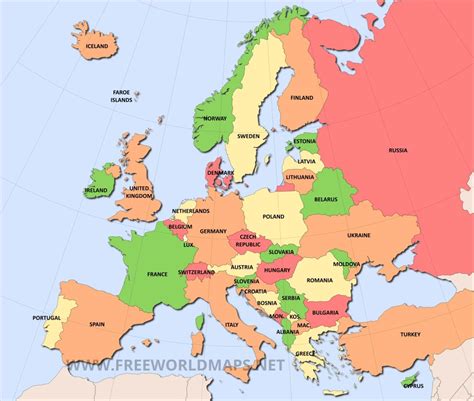 Training and Certification Options for MAP Map of Europe Countries Labeled