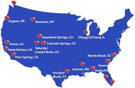 Training and Certification Options for MAP Map of Southwest Airlines Destinations