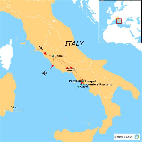 Training and Certification Options for MAP Positano on Map of Italy
