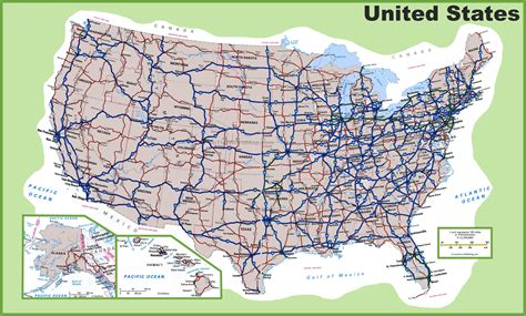 MAP Road Map of USA States and Cities