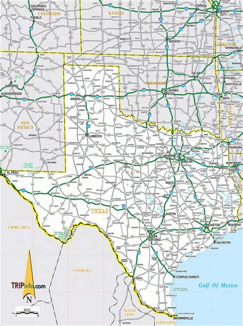 Texas Road Map With Counties