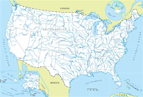 MAP United States Map with Rivers