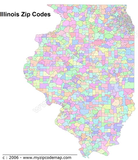 Zip code map of Illinois
