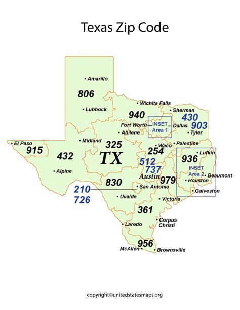 MAP Zip Code Map Of Texas