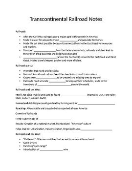 Transcontinental Railroad Notes