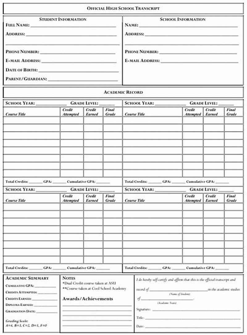 Transcript Template Free