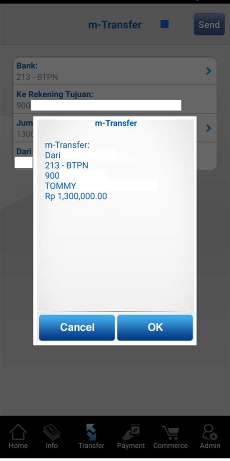 Transfer berhasil