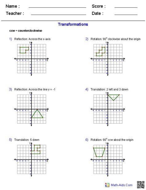 Transformation Geometry Worksheet