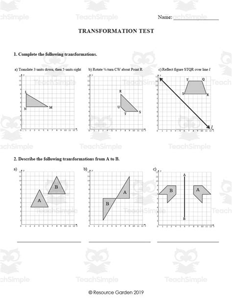 Transformations Review Worksheet