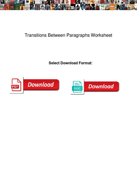 Transitions Between Paragraphs Worksheet