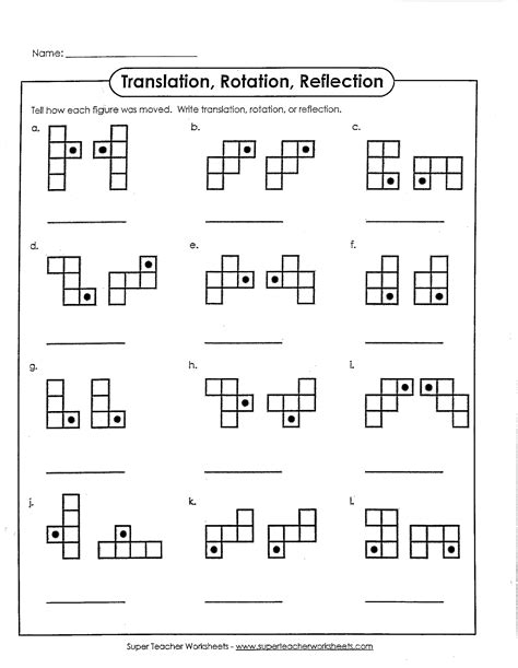 Translation Reflection Rotation Worksheet