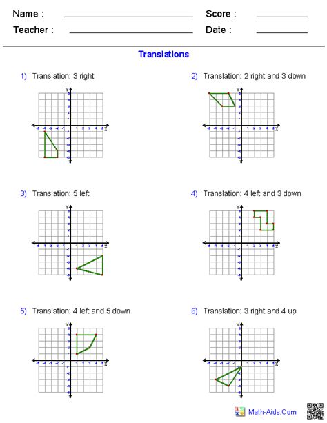 Translations On Coordinate Plane Worksheet