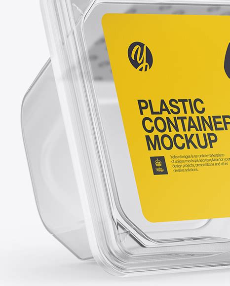 Transparent Plastic Container Mockup Front Half Side View