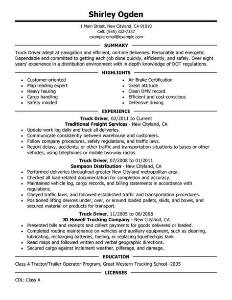 Transportation Driver Resume Sample
