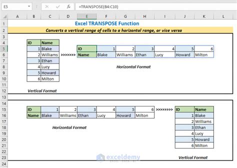 Transpose using TRANSPOSE Function