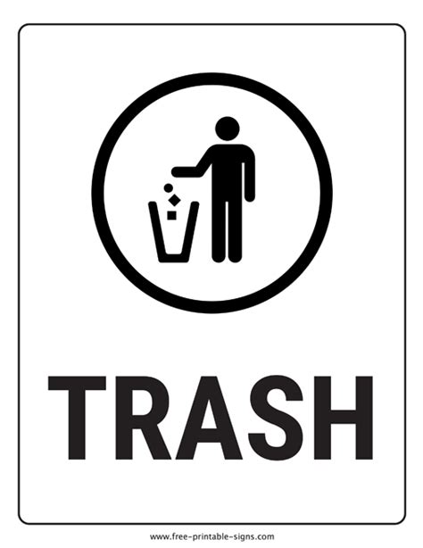 Trash Signs Printable