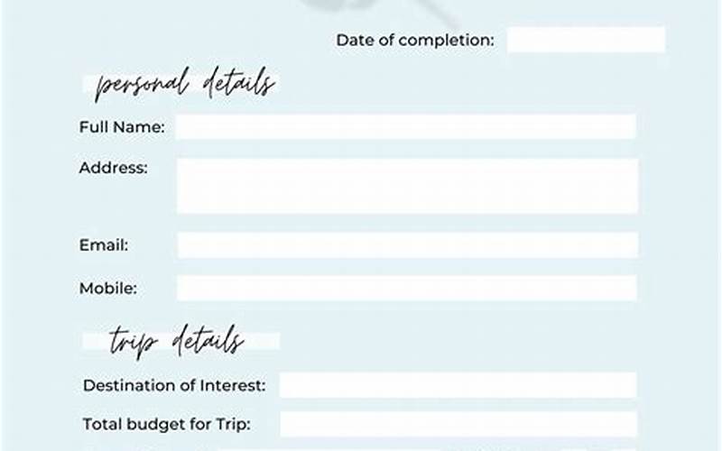 Travel Client Information Form