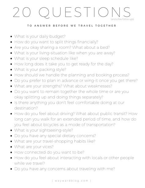 Travel Questions to Ask