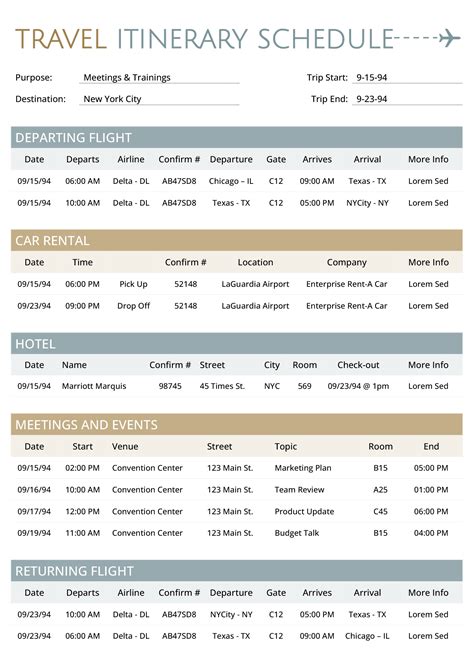Travel schedule
