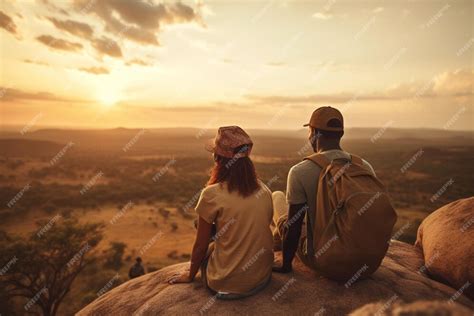 Travelers contemplating a view