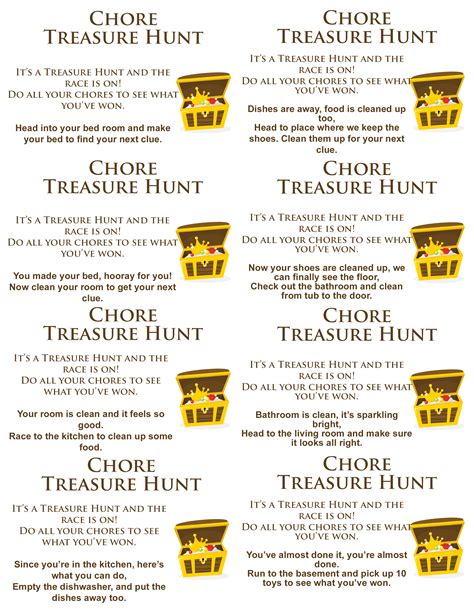 Treasure Hunt Clues Free Printable