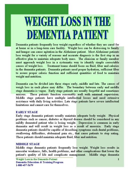 Treating Dementia Weight Loss