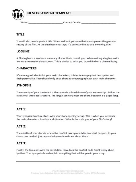 Treatment For Film Template