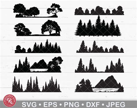 Enchanting Tree Line Silhouette Svg: Elevate Your Design Game with Captivating Vector Artwork