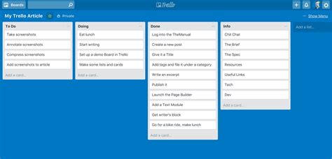 Trello Template Cards