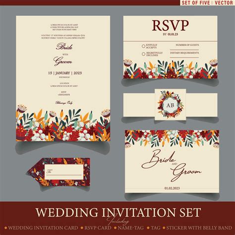 Trendy wedding invitation set design Template Vector Image