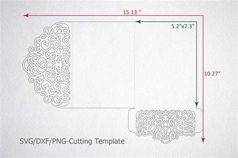 Download Tri Fold Wedding Invitation Pocket Envelope Commercial Use DXF Files