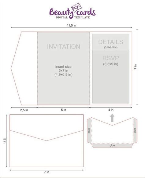 Download Tri Fold Wedding Invitation Pocket Envelope Printable