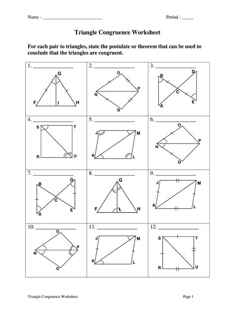 Triangle Congruence Worksheet With Answers