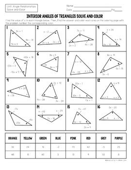 A Comprehensive Guide To Triangle Interior Angles Worksheet Answer Key
