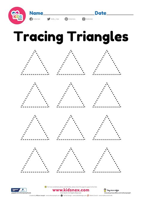 Triangle Trace Worksheet For Kids