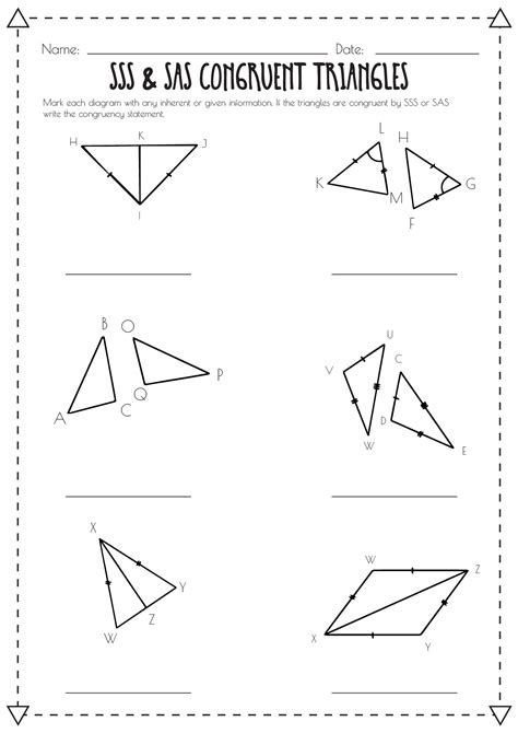 Triangle Congruence By Sss And Sas Worksheet Answers