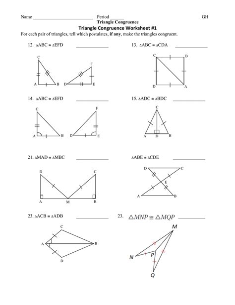Triangle Congruence Worksheet — db-excel.com