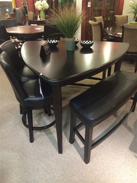 6 Pieces Triangle Counter Height Dining Set With Bench Counter height